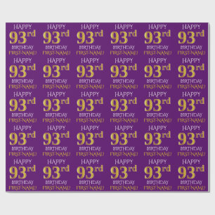 Purple, Faux Gold "HAPPY 93rd BIRTHDAY" Wrapping Paper