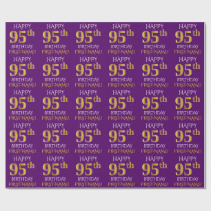 Purple, Faux Gold "HAPPY 95th BIRTHDAY" Wrapping Paper