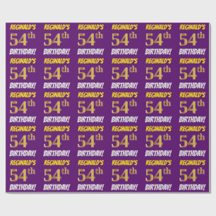 Purple, Faux/Imitation Gold, "54th BIRTHDAY" Wrapping Paper