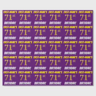 Purple, Faux/Imitation Gold, "71st BIRTHDAY" Wrapping Paper