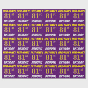 Purple, Faux/Imitation Gold, "81st BIRTHDAY" Wrapping Paper