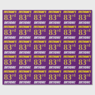 Purple, Faux/Imitation Gold, "83rd BIRTHDAY" Wrapping Paper