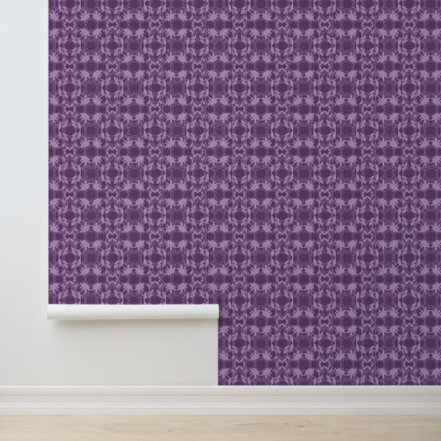 Purple Faux Lace Pattern Wallpaper (Application)