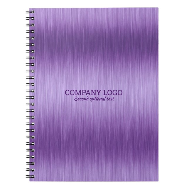 Purple faux metallic brushed aluminium texture notebook (Front)