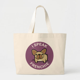 Purple Fawn I Speak Frenchie Large Tote Bag
