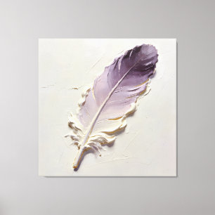 Purple Feather Wall Art Impasto Canvas Print