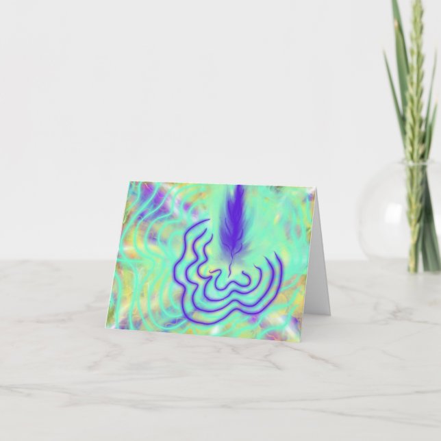 Purple Feather Wave Modern Prophetic Art Thank You Card (Front)