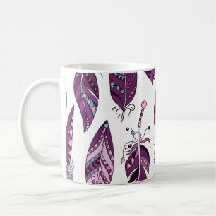 Purple Feathers: Vintage Ornamental Seamless. Coffee Mug