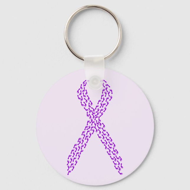 Purple Feet Awareness Ribbon Key Ring (Front)