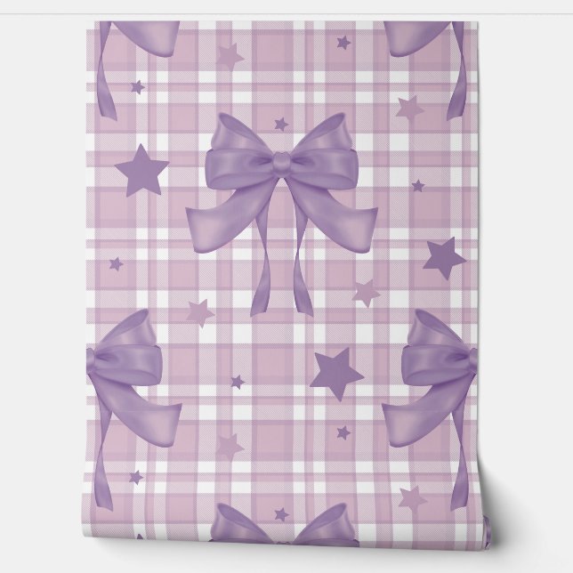 Purple Feminine Coquette Bows Wallpaper (Unrolling)