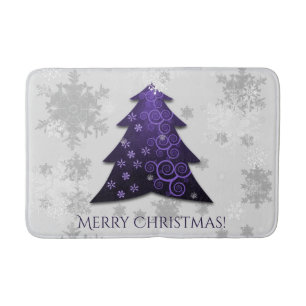 Purple Festive Christmas Tree Bath Mat