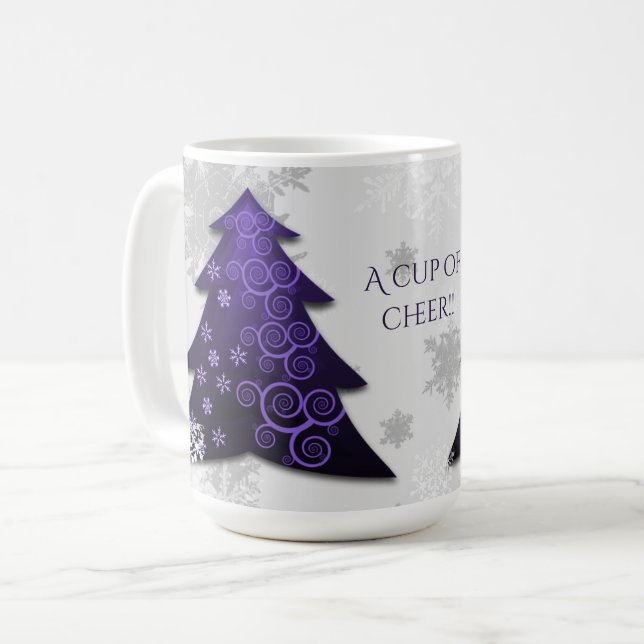 Purple Festive Christmas Tree Coffee Mug (Front Left)