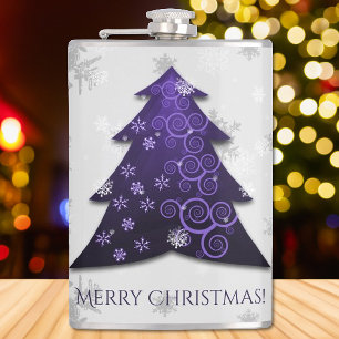 Purple Festive Christmas Tree Flask