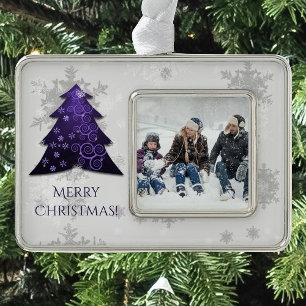 Purple Festive Christmas Tree Framed Ornament