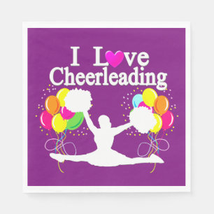 PURPLE FESTIVE I LOVE CHEERLEADING PAPER NAPKINS