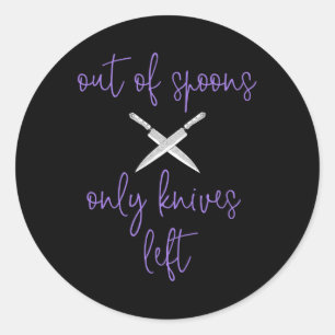 Purple Fibro Lupus Spoonie Awareness Out Of Spoons Classic Round Sticker