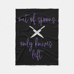 Purple Fibro Lupus Spoonie Awareness Out Of Spoons Fleece Blanket