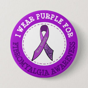 Purple Fibromyalgia Awareness Ribbon Button