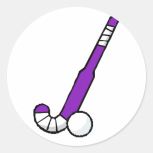 Purple Field Hockey Stick Classic Round Sticker