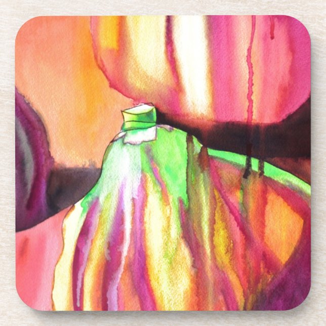 Purple Figs original art watercolor drip painting Coaster (Front)