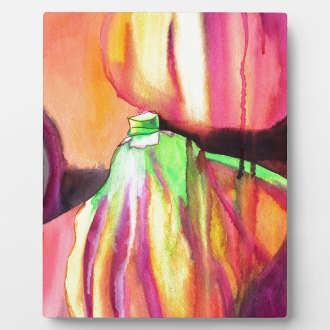 Purple Figs original watercolor art drip painting Plaque (Front)