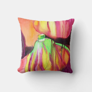 Purple Figs watercolor original art drip painting Cushion