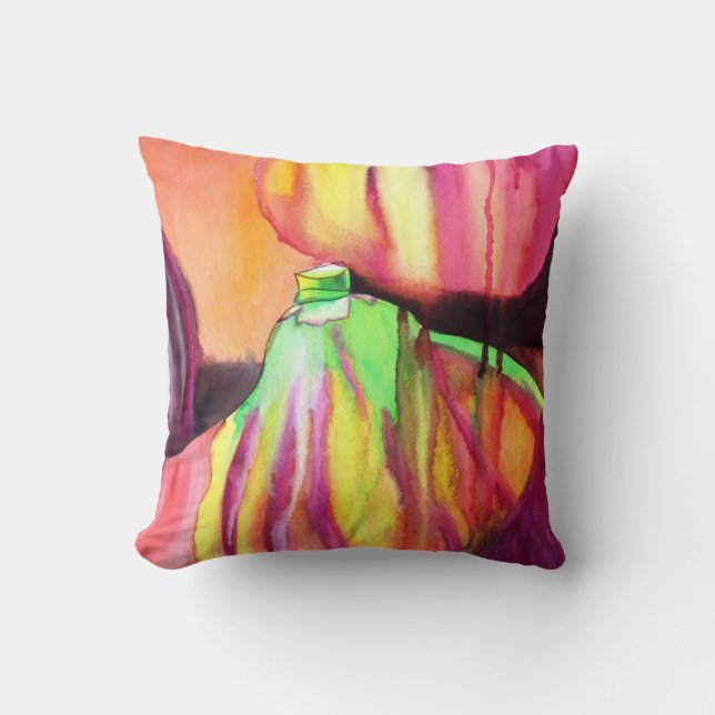 Purple Figs watercolor original art drip painting Cushion (Front)
