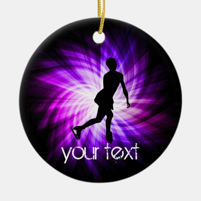 Purple Figure Skating Ceramic Tree Decoration (Front)