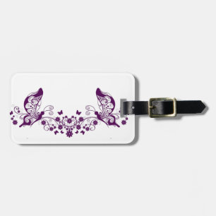 Purple Filigree Butterflies Luggage Tag
