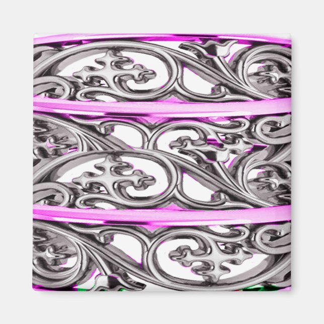 Purple Filigree Cross Pattern Design Magnet (Front)