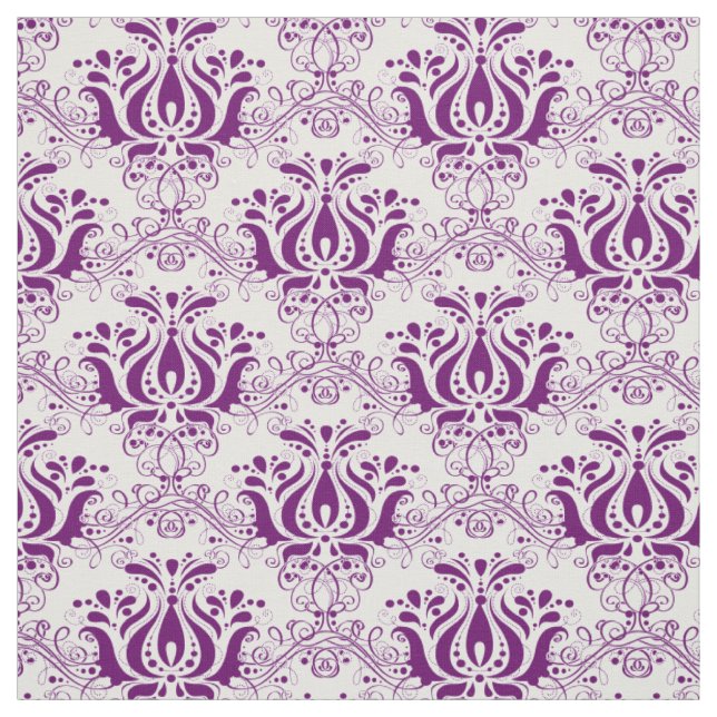 Purple filigree damask fabric (Swatch)