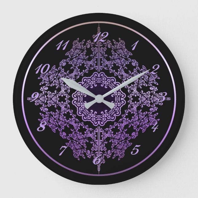 Purple Filigree Motif Wall Clock (Front)