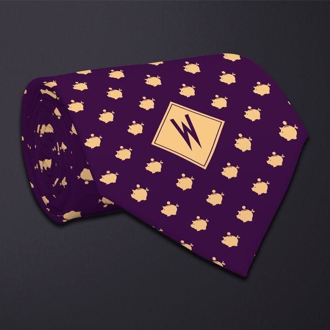 Purple Financial Advisor Piggy Bank Tie (Creator Uploaded)