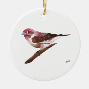 Purple Finch Ceramic Ornament