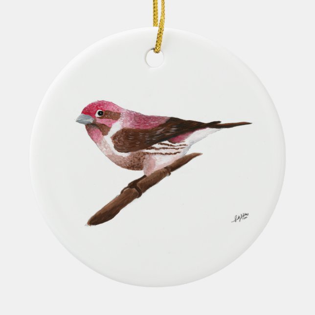 Purple Finch  Ceramic Ornament (Front)