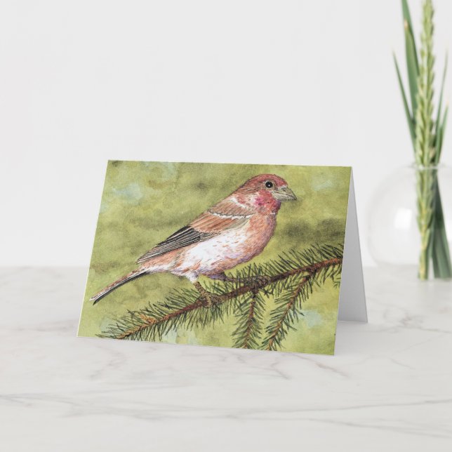Purple Finch Greetings Card (Front)