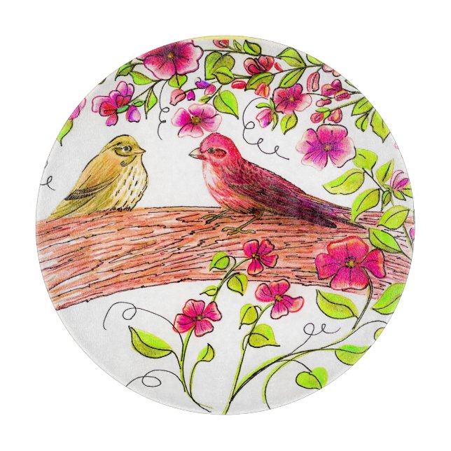 Purple Finch Serving Tray Cutting Board (Front)
