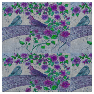 Purple Finches Fabric