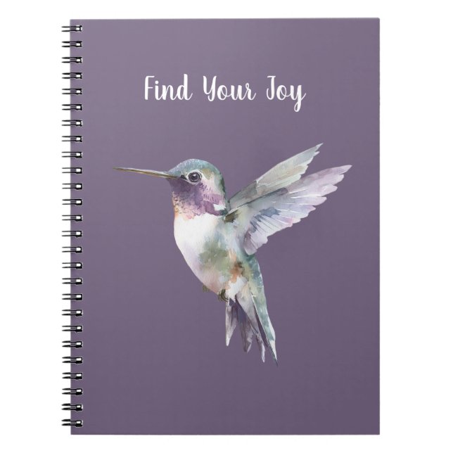 Purple Find Joy Hummingbird Notebook (Front)