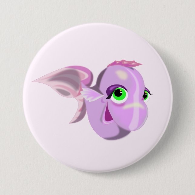 Purple Fish Button - Your Colors - Text (Front)