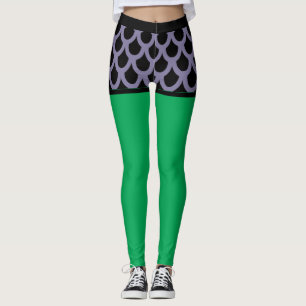 Purple Fish Scale Cartoon Shorts Leggings