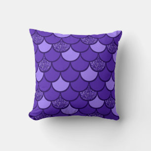 Purple fish scale pattern with glitter effect cushion