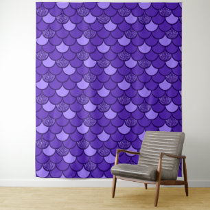 Purple fish scale pattern with glitter effect tapestry