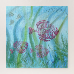 Purple Fishes Puzzle - Beautiful Underwater Life