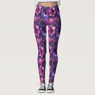 Purple  Fitness Fashion Amaryllis Inspired Maid  Leggings