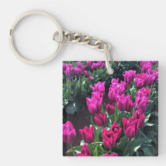 Purple Flag Tulips, Oregon Key Ring (Front)
