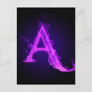 Purple flame alphabet postcard