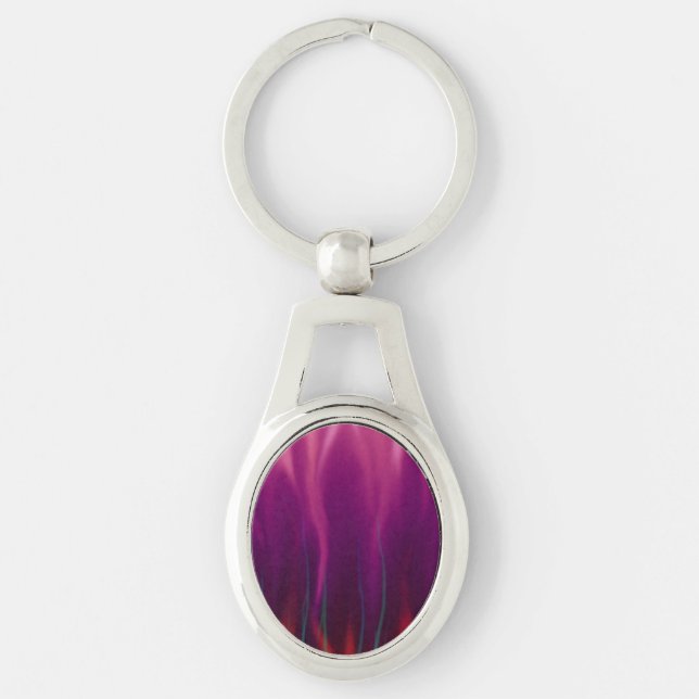 Purple Flames - Fire - Abstract Art Key Ring (Front)
