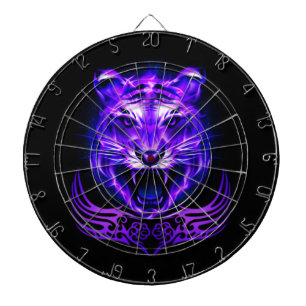 Purple Flaming Fire Tiger Dartboard