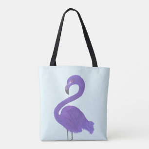 Purple Flamingo Painting - Coastal Fine Art Tote Bag